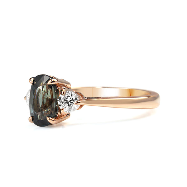 18ct Rose Gold Sapphire and Diamond 3 Stone Ring