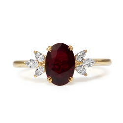 18ct Yellow Gold Ruby and Marquise Diamond Ring