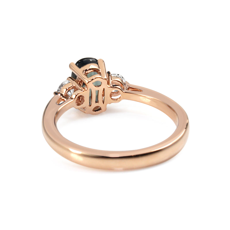 18ct Rose Gold Sapphire and Diamond 3 Stone Ring