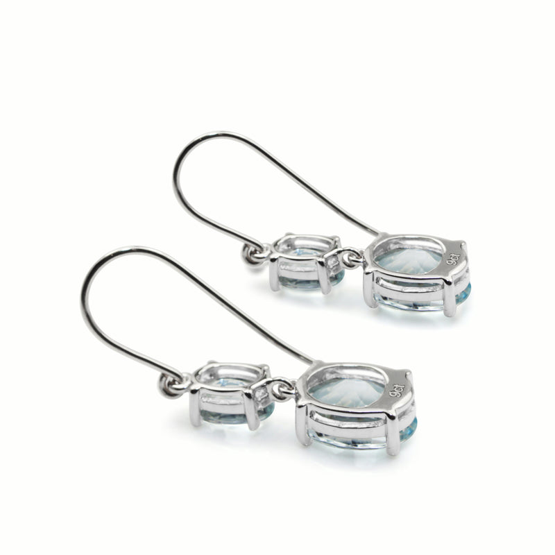 9ct White Gold Aquamarine Drop Earrings