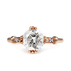 18ct Rose Gold Vintage Style Salt and Pepper Diamond Solitaire Ring