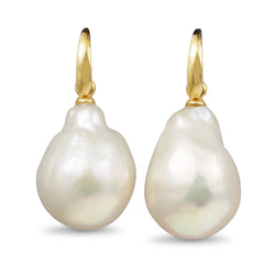 9ct Yellow Gold Fresh Water Baroque Pearl Earrings