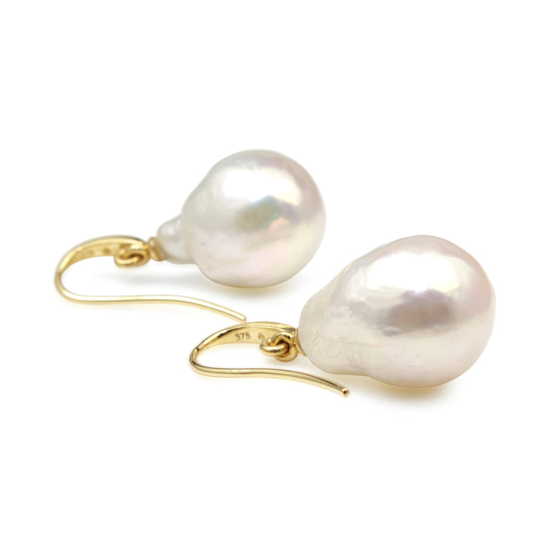 9ct Yellow Gold Fresh Water Baroque Pearl Earrings