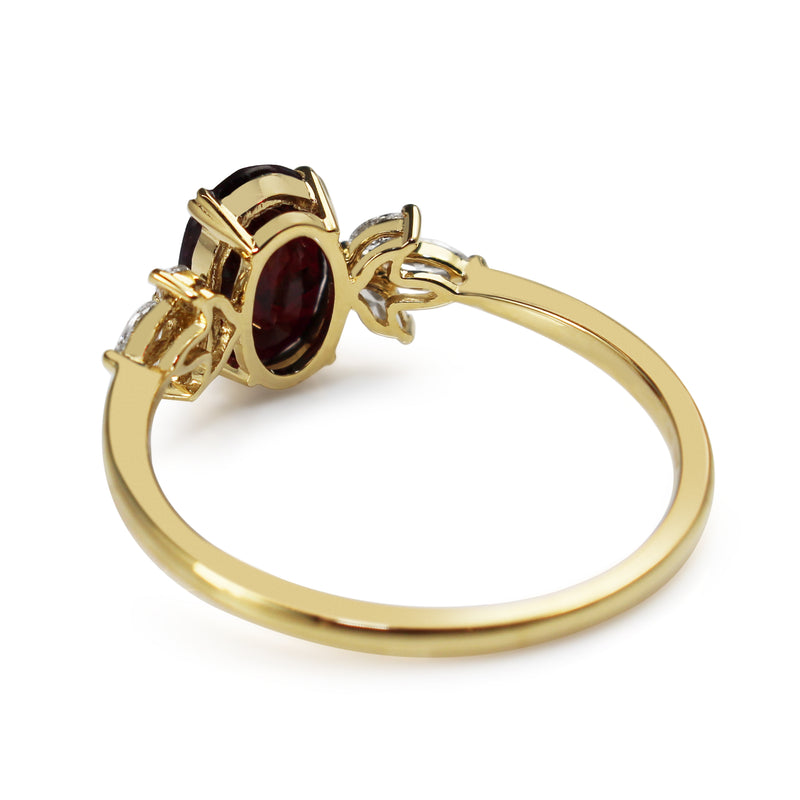 18ct Yellow Gold Ruby and Marquise Diamond Ring