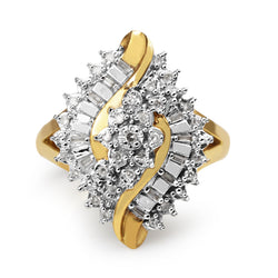 9ct Yellow and White Gold Cluster Ring