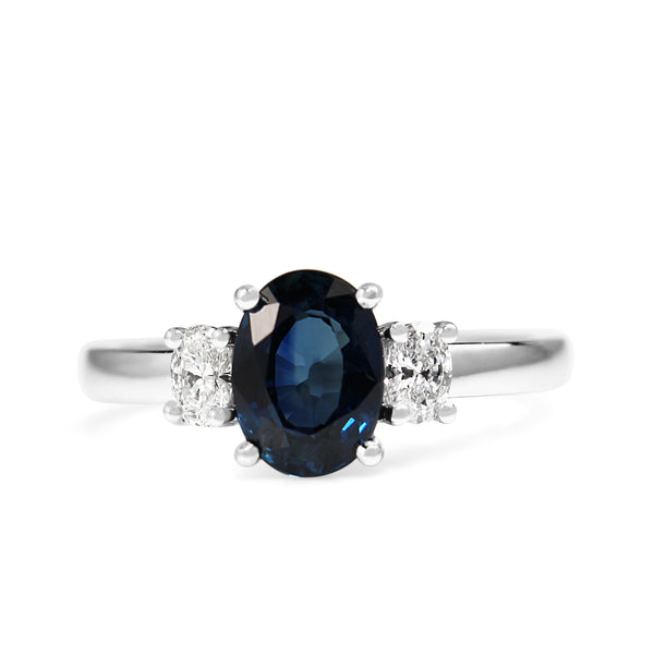 18ct White Gold Oval 1.75 Sapphire and Diamond Ring