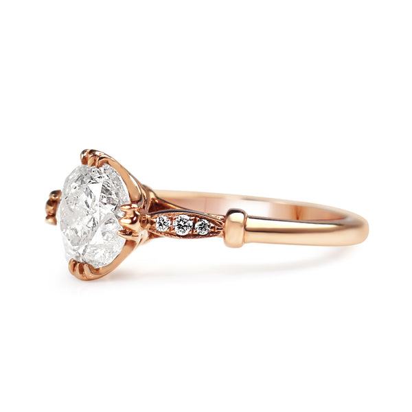 18ct Rose Gold Vintage Style Salt and Pepper Diamond Solitaire Ring