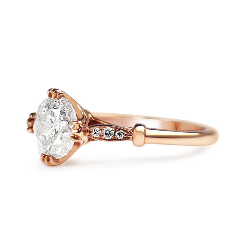 18ct Rose Gold Vintage Style Salt and Pepper Diamond Solitaire Ring