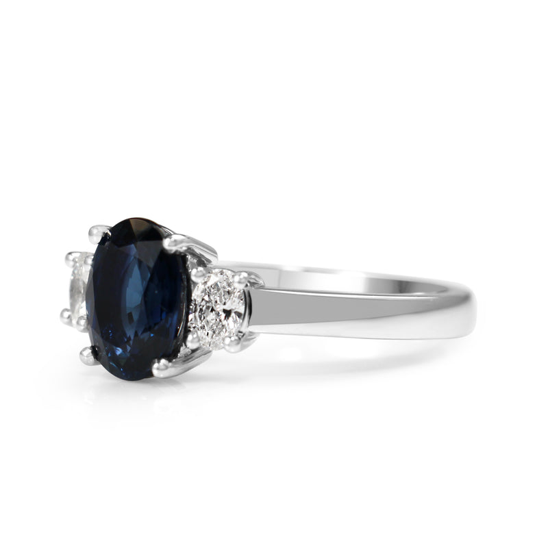 18ct White Gold Oval 1.75 Sapphire and Diamond Ring