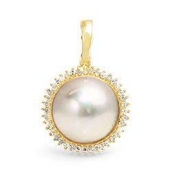 14ct Yellow Gold Mabé Pearl and Diamond Halo Enhancer / Pendant