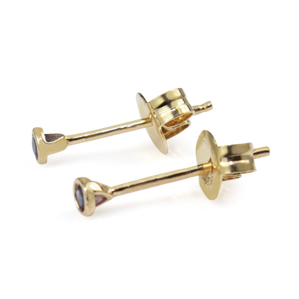 9ct Yellow Gold Small Sapphire Studs