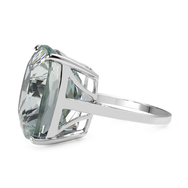 18ct White Gold Large Cushion Cut Solitaire Ring