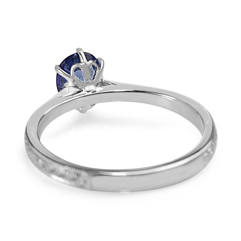 18ct White Gold Sapphire and Diamond Solitaire Ring