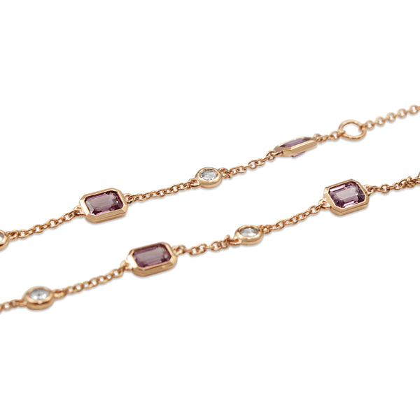 18ct Rose Gold Pink Sapphire and Rose Cut Diamond Bracelet