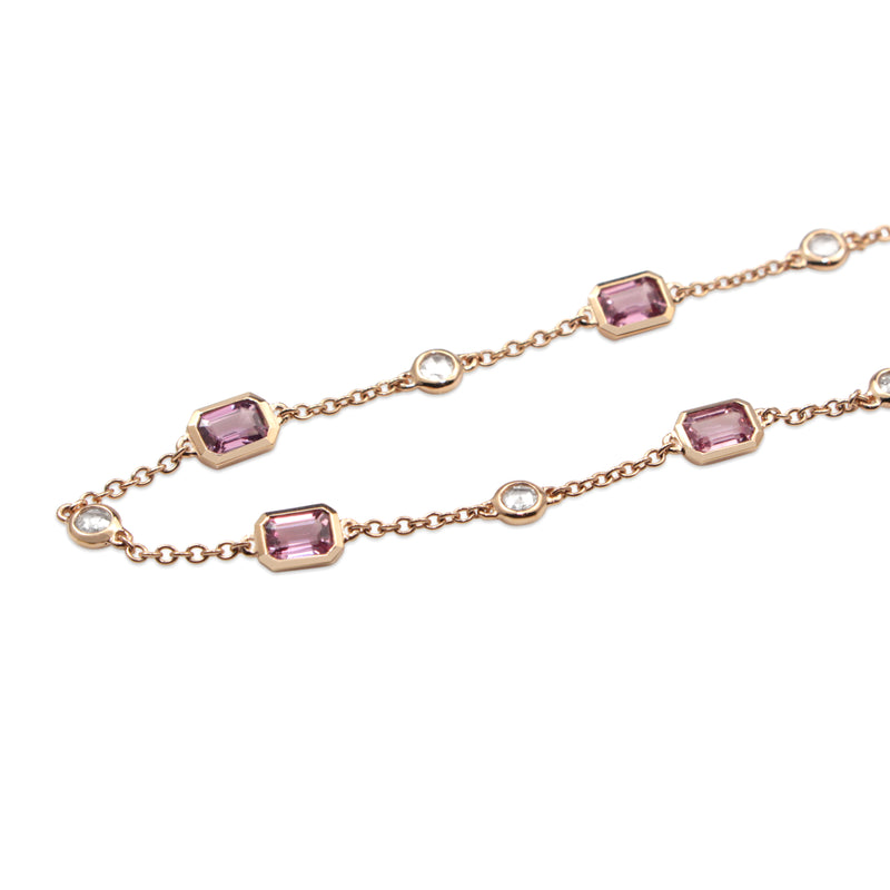 18ct Rose Gold Pink Sapphire and Rose Cut Diamond Bracelet