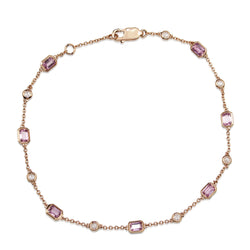 18ct Rose Gold Pink Sapphire and Rose Cut Diamond Bracelet