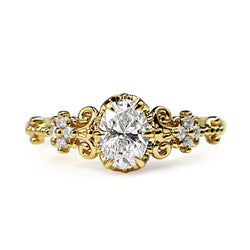 18ct Yellow Gold Vintage Style Oval Diamond Solitaire Ring