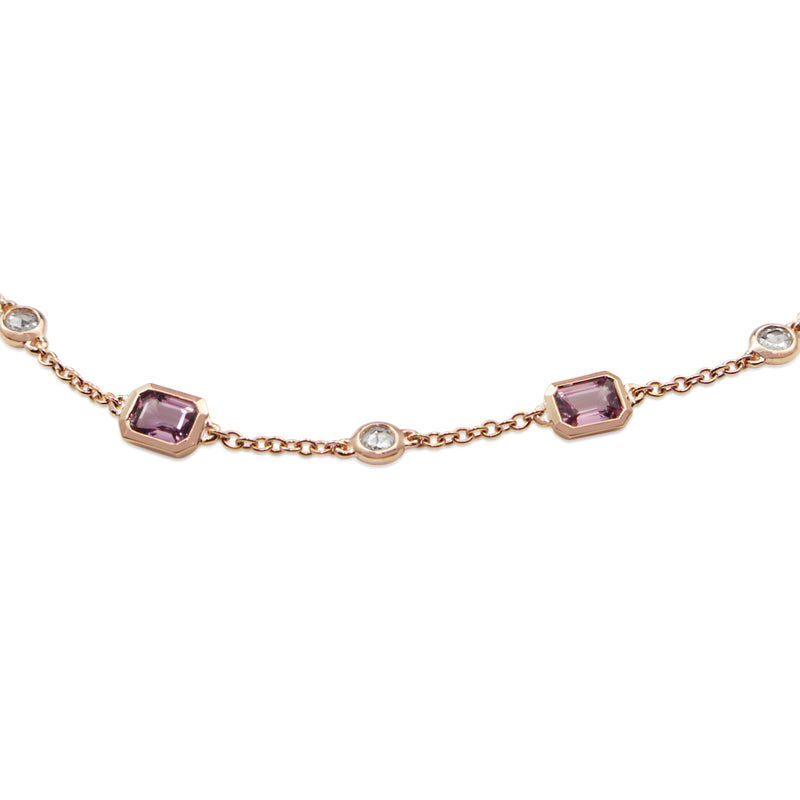 18ct Rose Gold Pink Sapphire and Rose Cut Diamond Bracelet