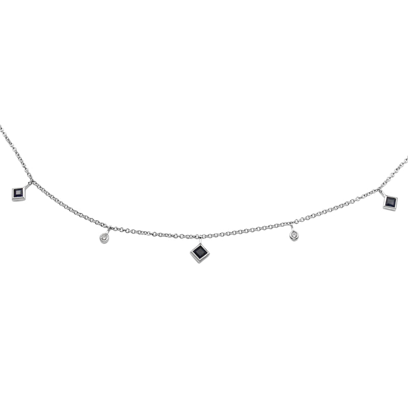 18ct White Gold Sapphire and Diamond Necklace