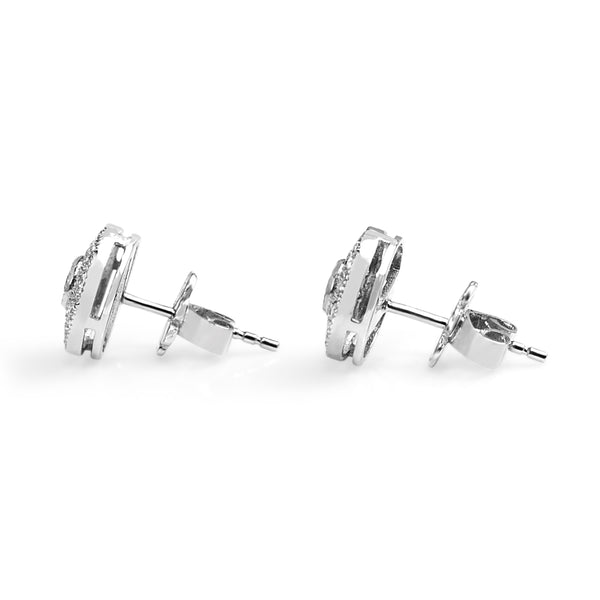 18ct White Gold Sapphire and Diamond Halo Earrings