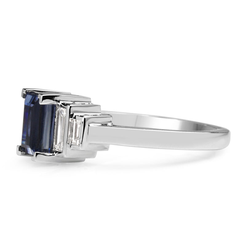 18ct White Gold Baguette Sapphire and Diamond 5 Stone Ring