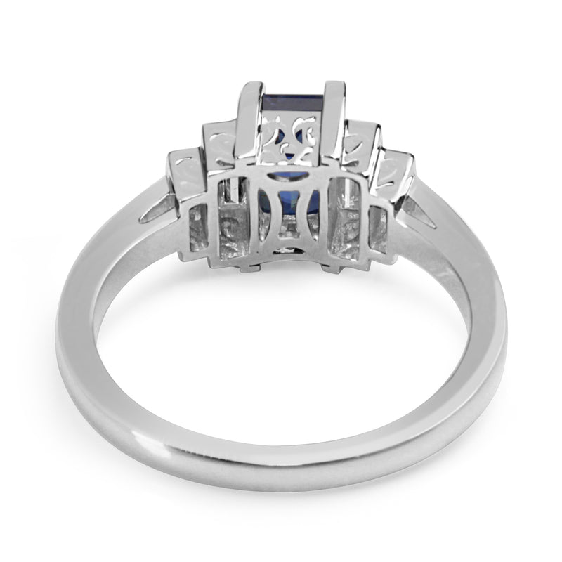 18ct White Gold Baguette Sapphire and Diamond 5 Stone Ring