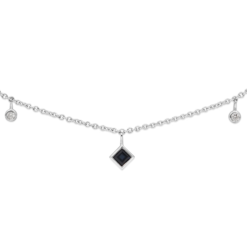 18ct White Gold Sapphire and Diamond Necklace