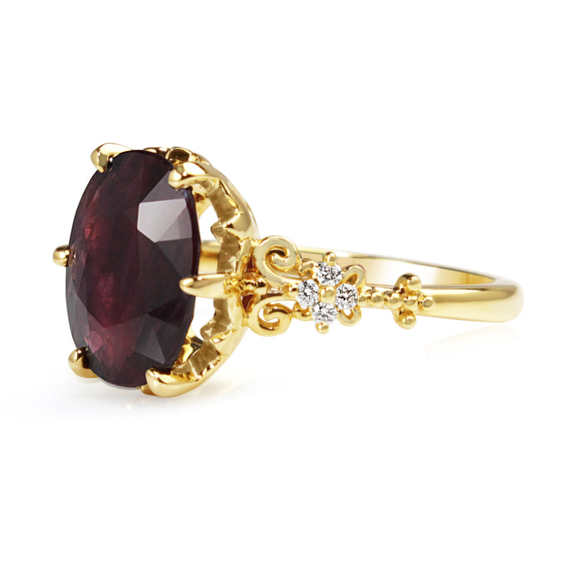 18ct Yellow Gold Vintage Style Ruby and Diamond Ring