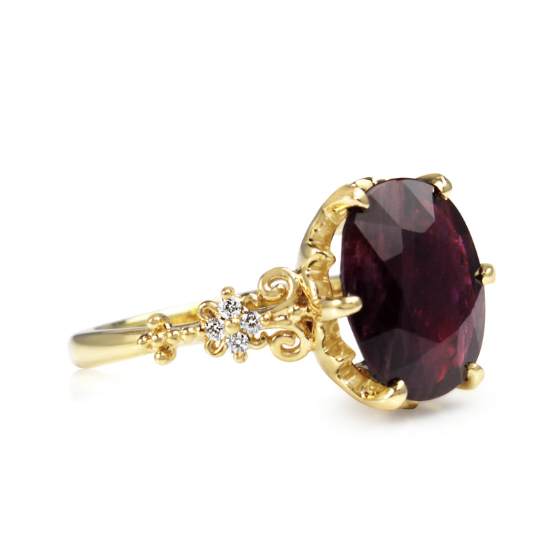 18ct Yellow Gold Vintage Style Ruby and Diamond Ring