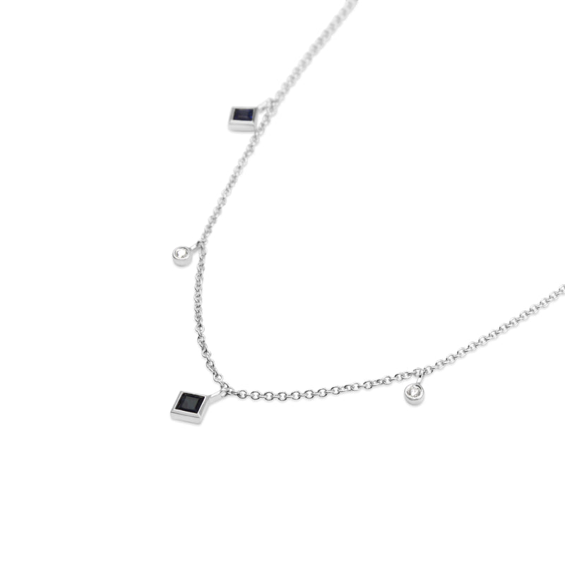 18ct White Gold Sapphire and Diamond Necklace