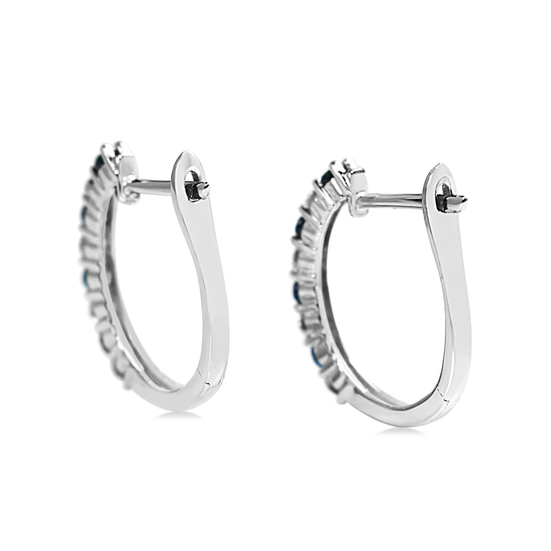 9ct White Gold Sapphire and Diamond Hoop Earrings