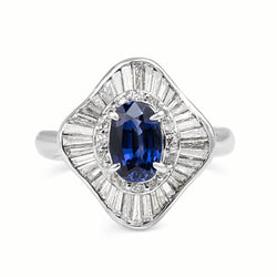 Platinum Vintage Sapphire and Diamond Ballarina Ring