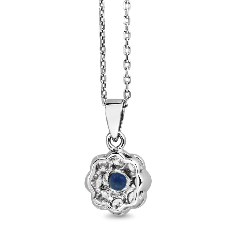 9ct White Gold Sapphire and Diamond Daisy Necklace