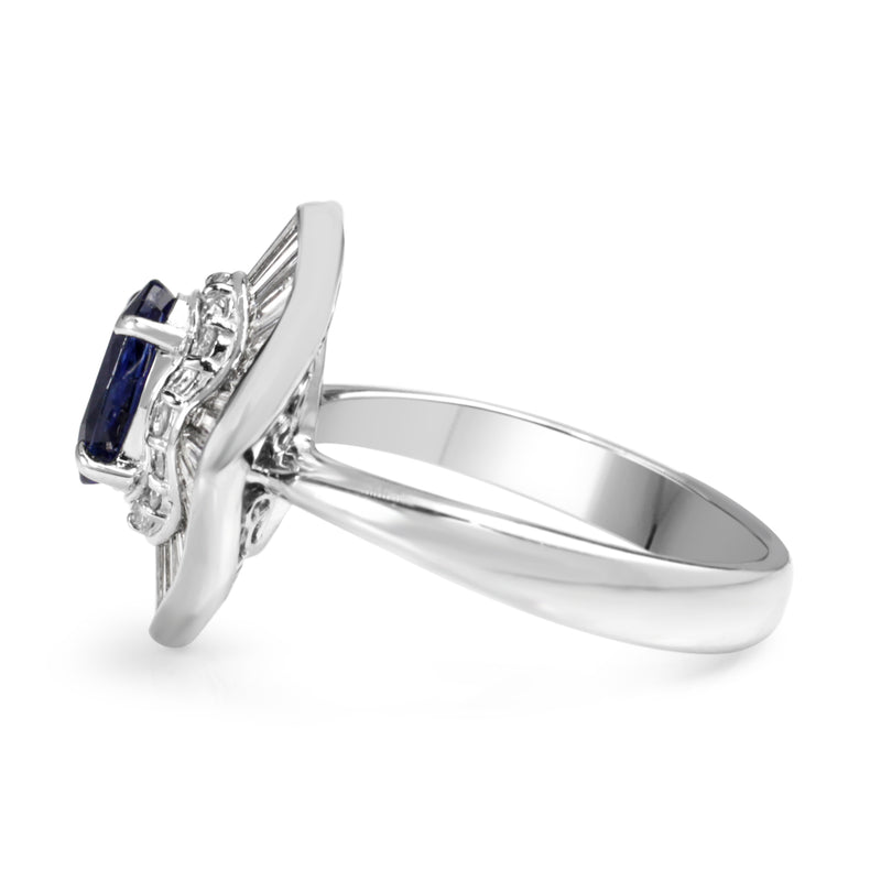 Platinum Vintage Sapphire and Diamond Ballarina Ring