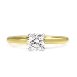 18ct Yellow and White Gold 4 Claw Diamond Solitaire Ring