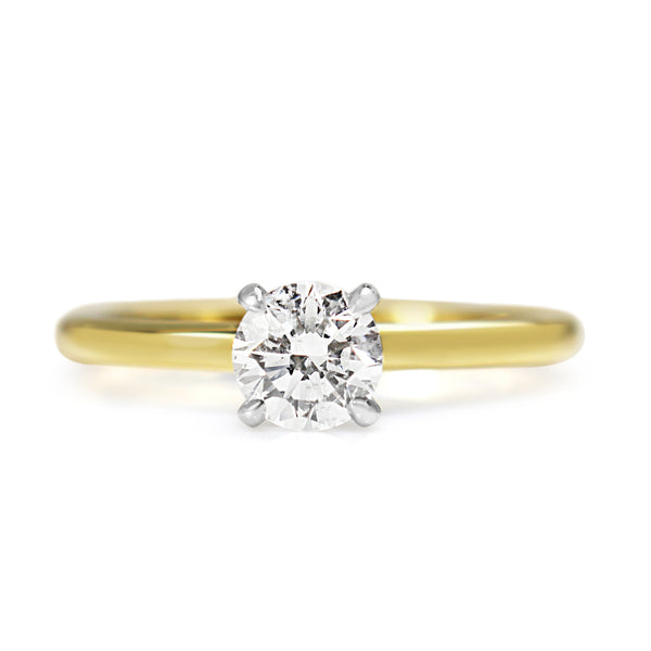 18ct Yellow and White Gold 4 Claw Diamond Solitaire Ring