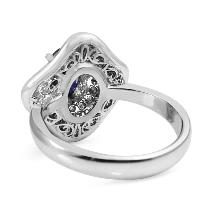 Platinum Vintage Sapphire and Diamond Ballarina Ring