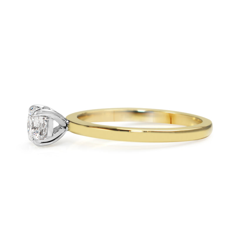 18ct Yellow and White Gold 4 Claw Diamond Solitaire Ring