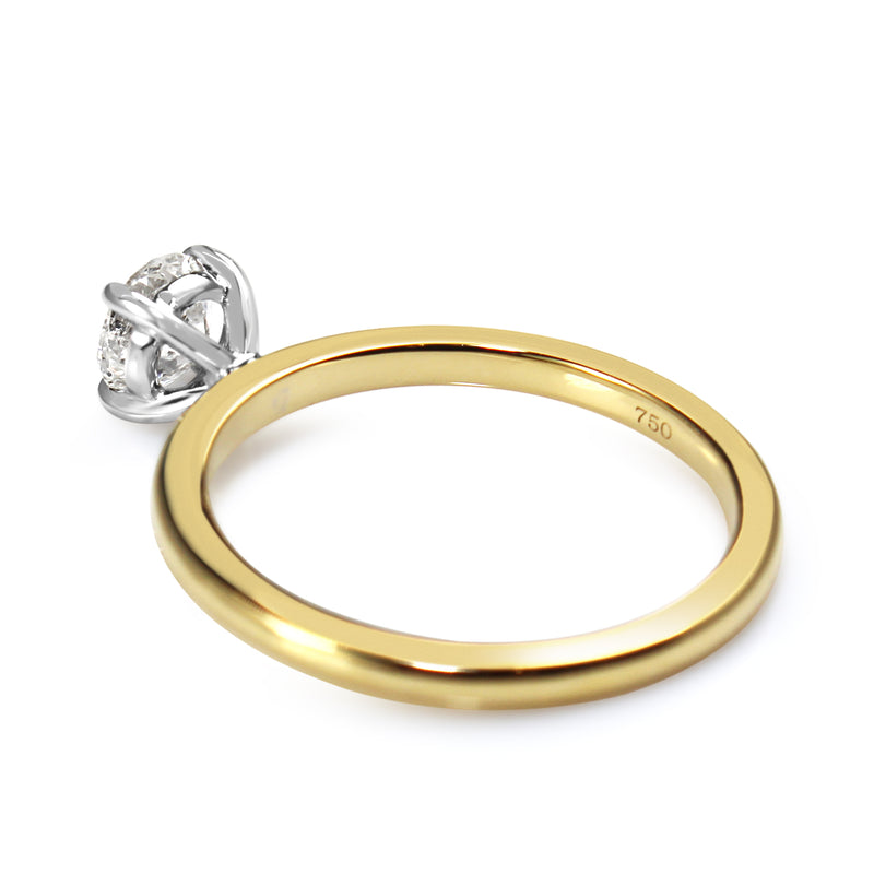 18ct Yellow and White Gold 4 Claw Diamond Solitaire Ring