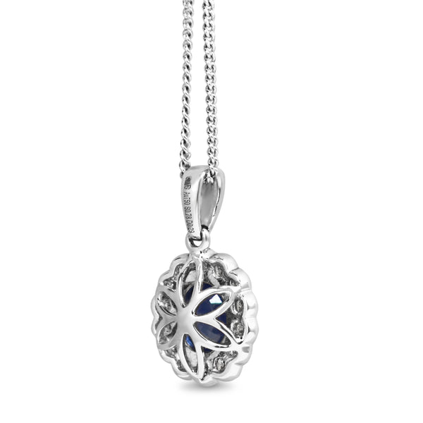 18ct White Gold Sapphire and Diamond Daisy Style Necklace