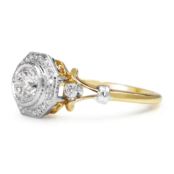 18ct Yellow and White Gold Vintage Style Diamond Ring