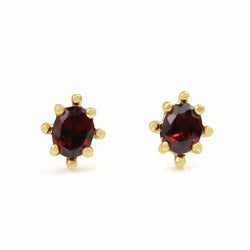 9ct Yellow Gold Garnet Stud Earrings