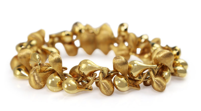 18ct Yellow Gold Fancy Link Bracelet with Polished and Satin/Matte Links