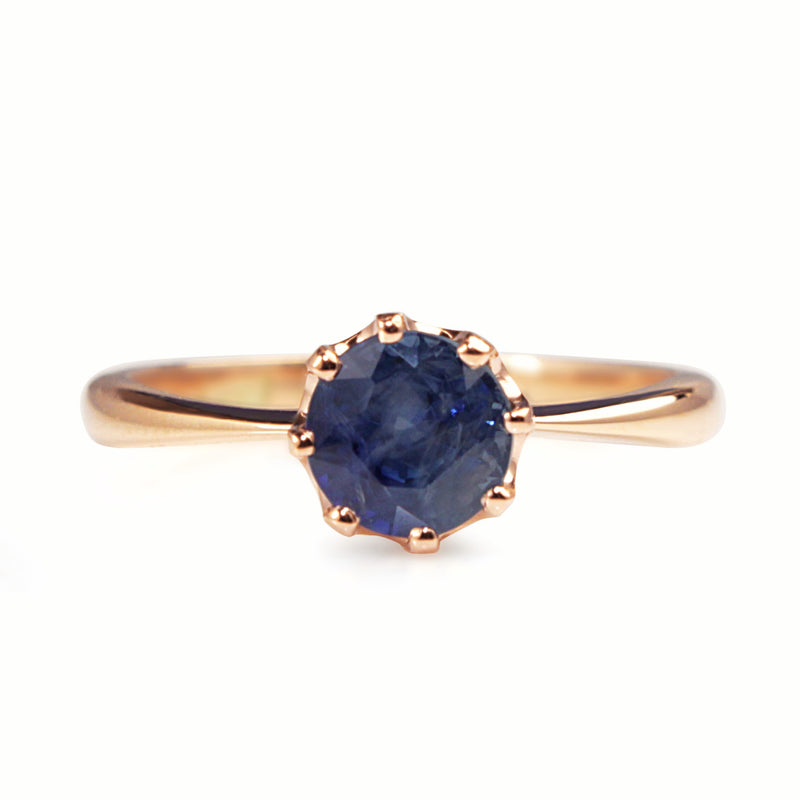 9ct Rose Gold Antique Sapphire Solitaire Ring
