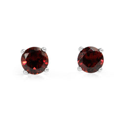 9ct White Gold Garnet Stud Earrings