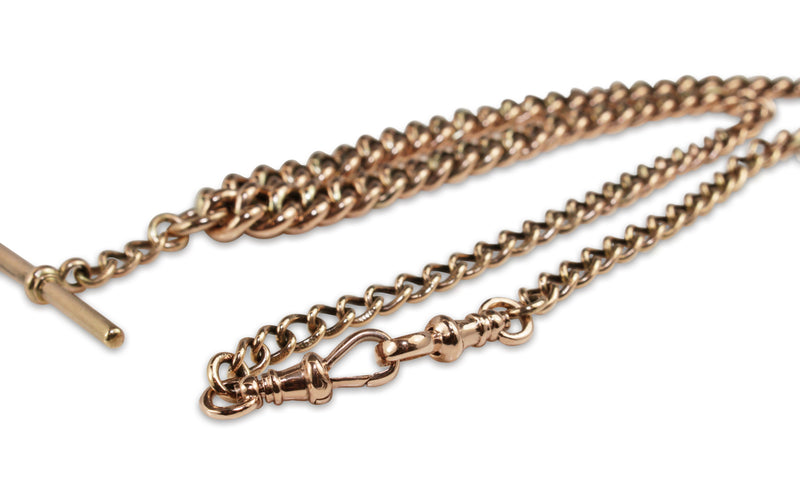 9ct Rose Gold Antique Curb Link Fob Chain