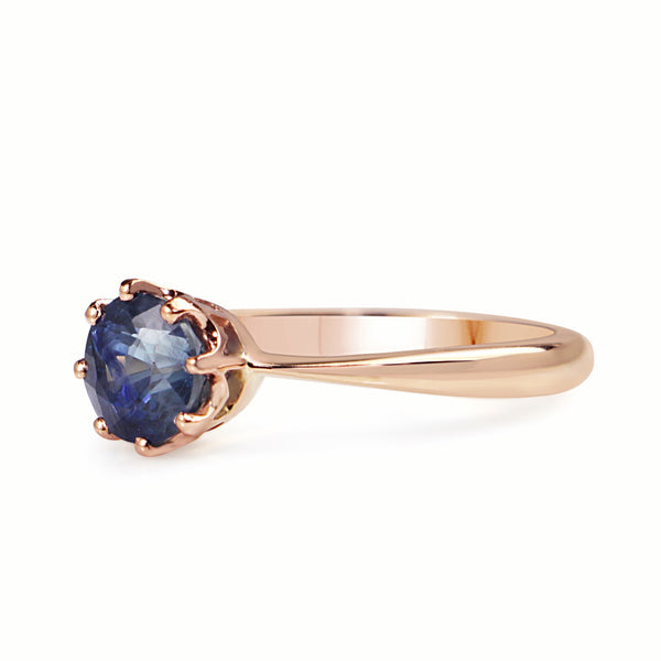 9ct Rose Gold Antique Sapphire Solitaire Ring