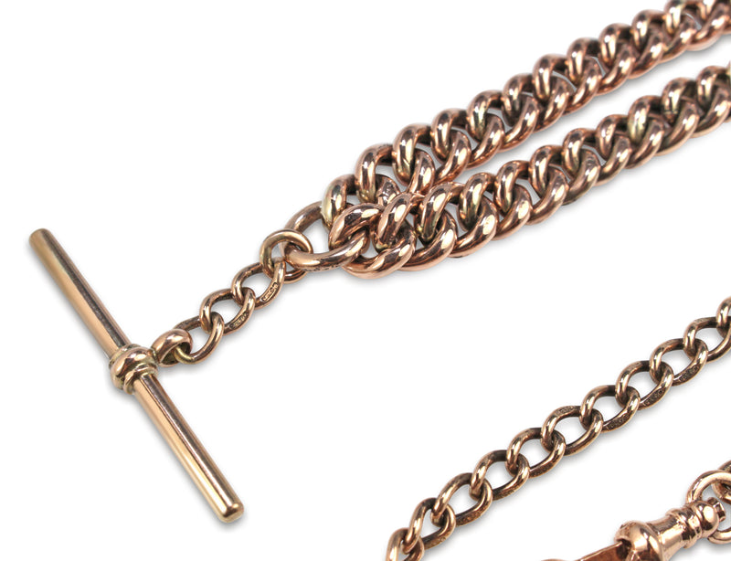 9ct Rose Gold Antique Curb Link Fob Chain