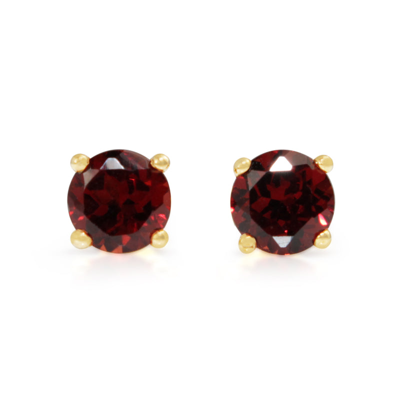 9ct Yellow Gold Garnet Stud Earrings