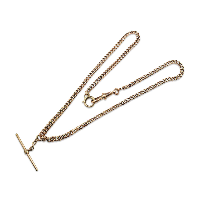 9ct Rose Gold Curb Link Fob Chain